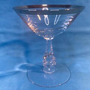 One Tiffin-Franciscan Brookmar 4 1/2" tall Sherbert Glass Platinum Ridge One (1)
